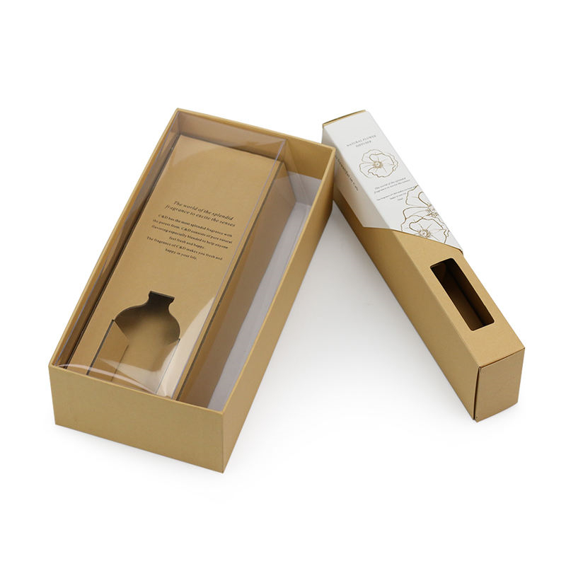 kraft rigid perfume box with clear window and fitted insert - view 6