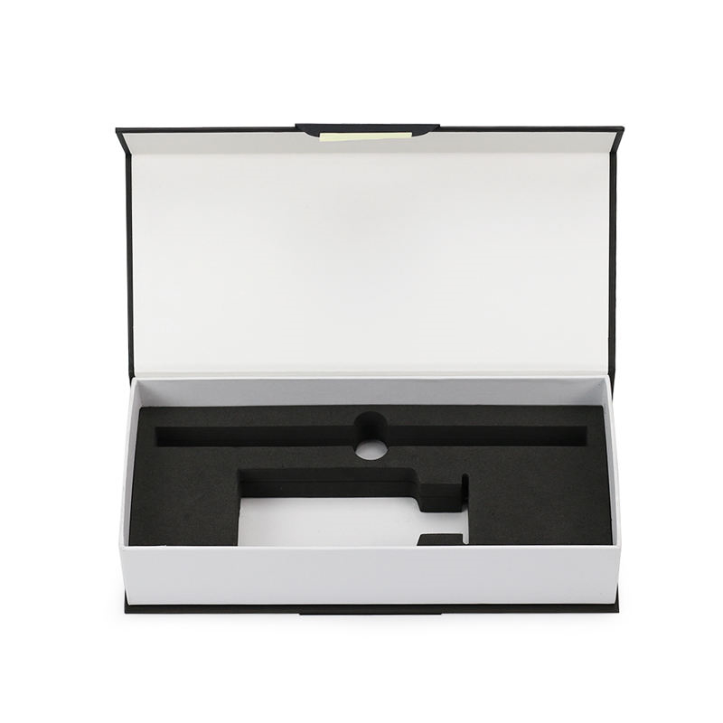 white book-style magnetic closure box with custom insert - view 2