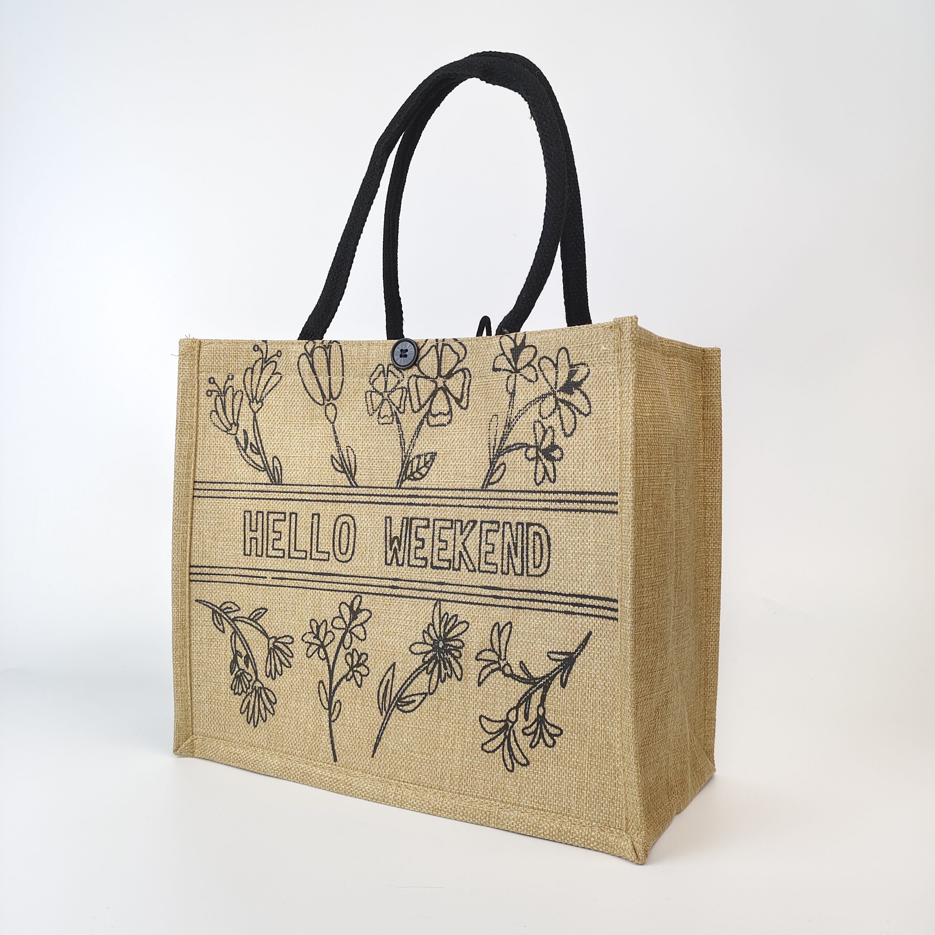 Multi-Logo Printed Jute Tote Bag
