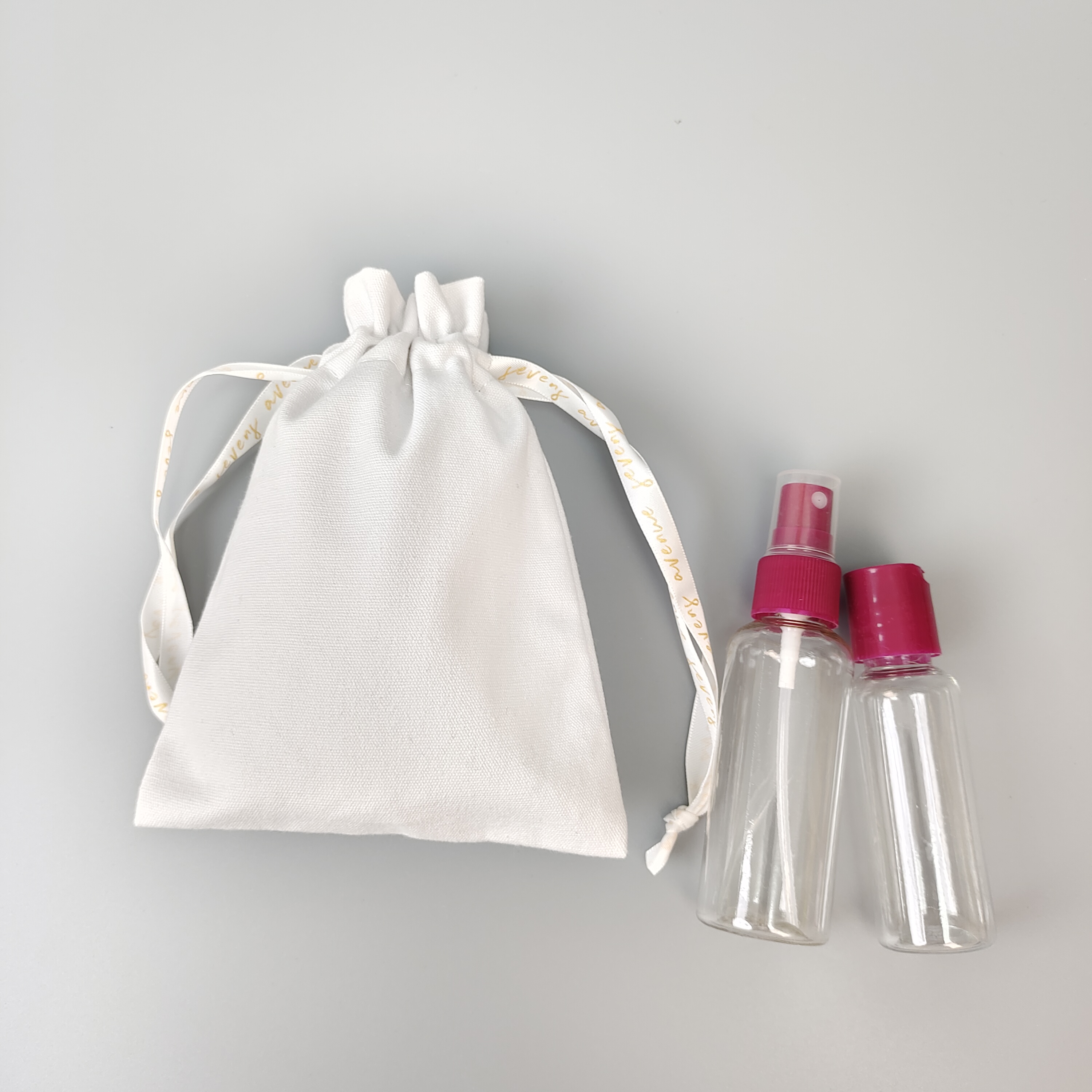 Natural Cotton Ribbon Drawstring Bag