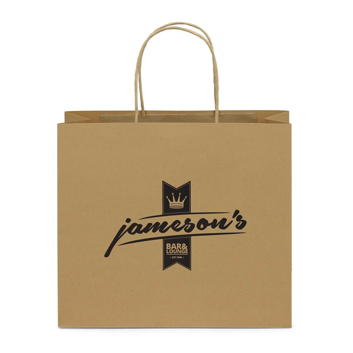 natural kraft paper shopping bag with carry handles - view 2