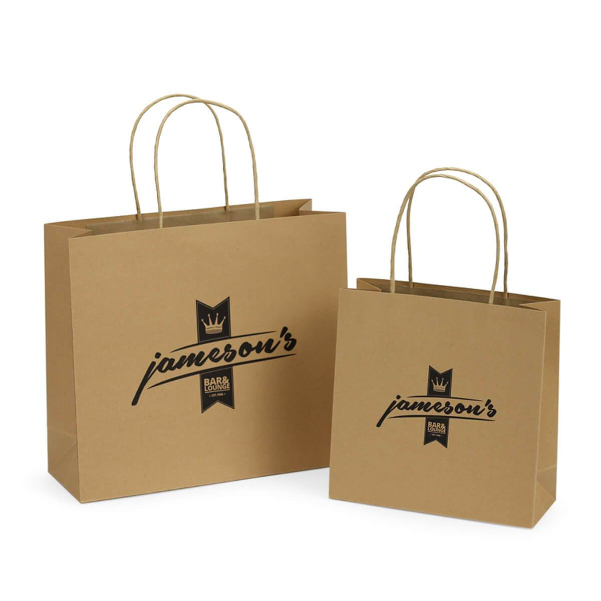 natural kraft paper shopping bag with carry handles - view 3