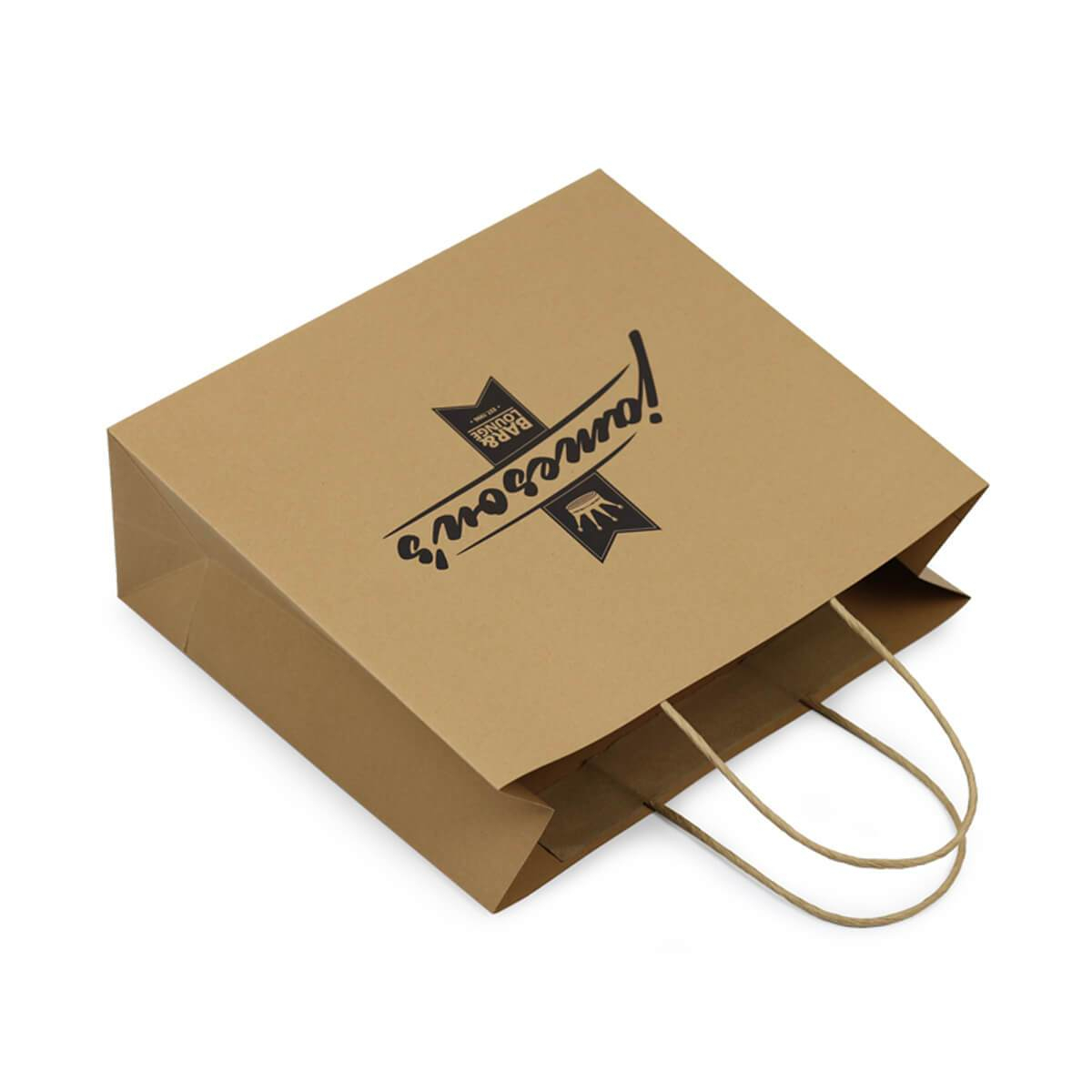 natural kraft paper shopping bag with carry handles - view 4