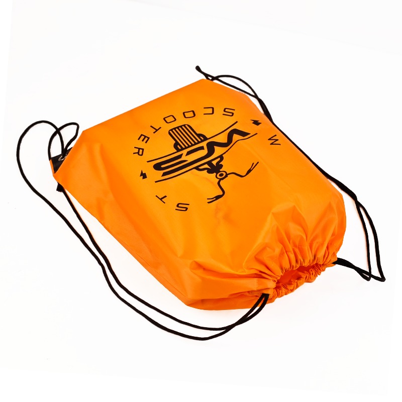 Orange Reinforced-Corner Polyester Drawstring Bag