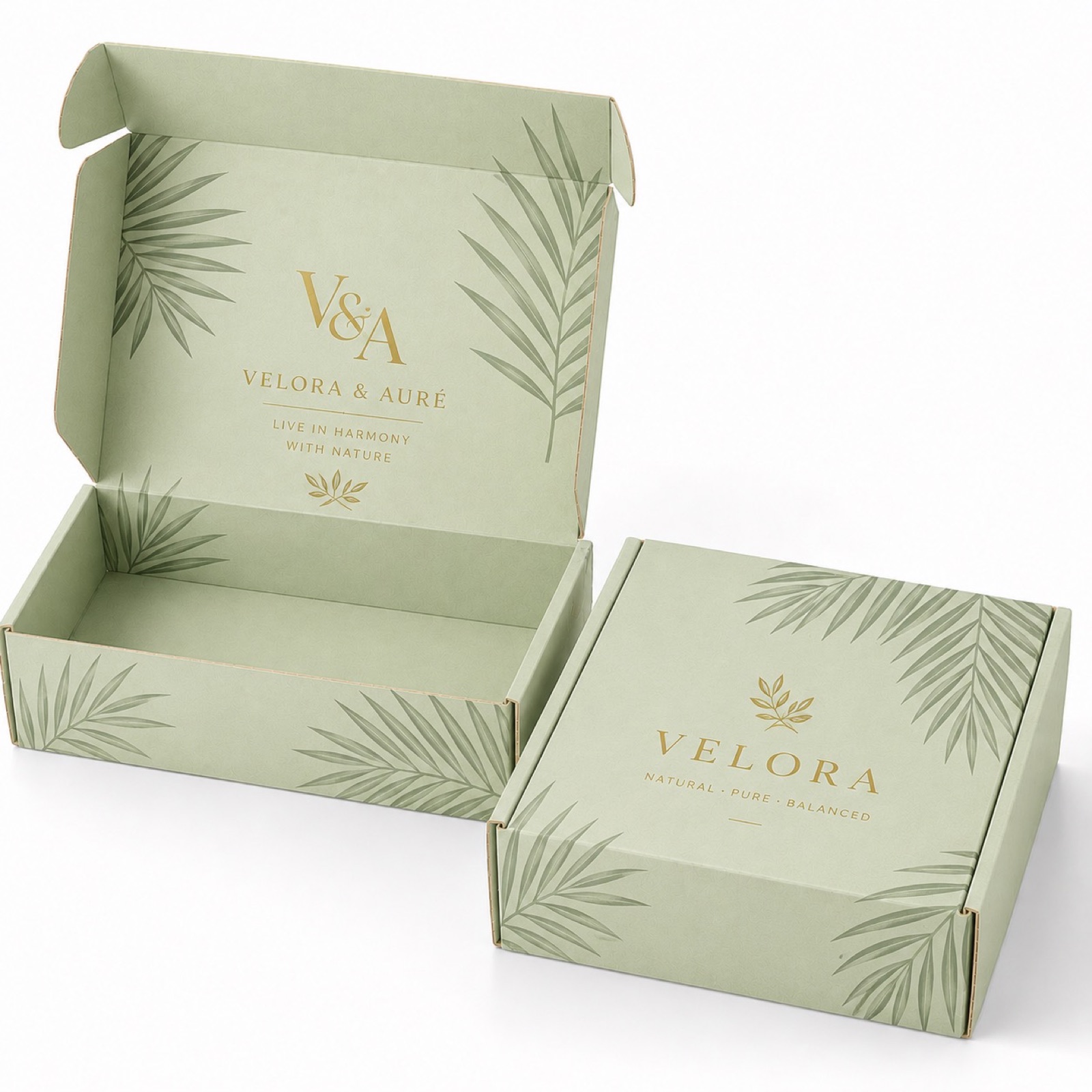 custom pastel printed mailer boxes in blue sage and pink - view 5