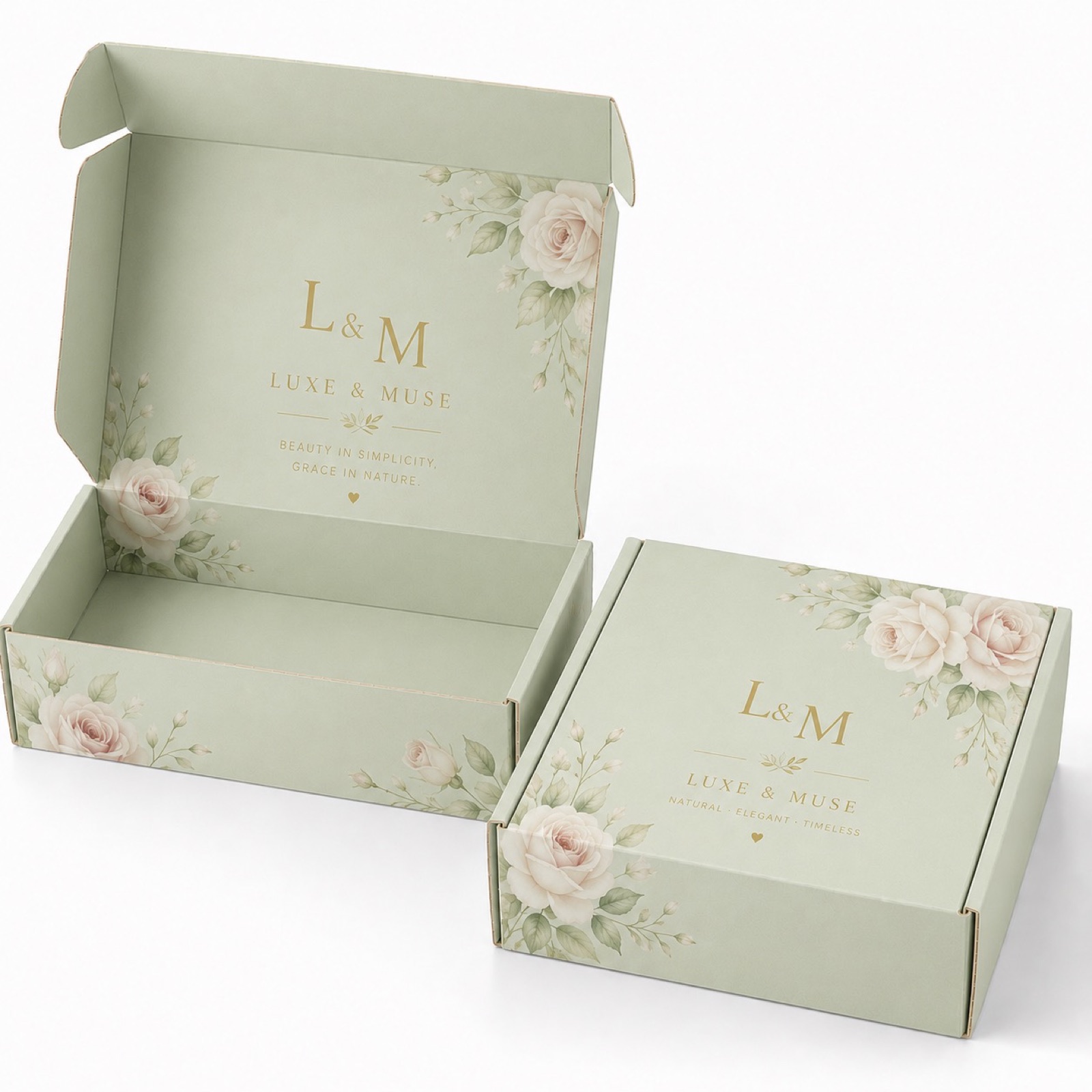 custom pastel printed mailer boxes in blue sage and pink - view 6