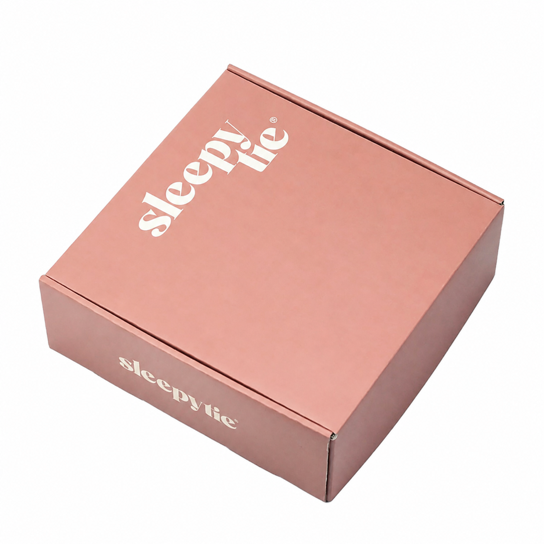 pink custom artwork corrugated mailer box with dark printed interior - view 4