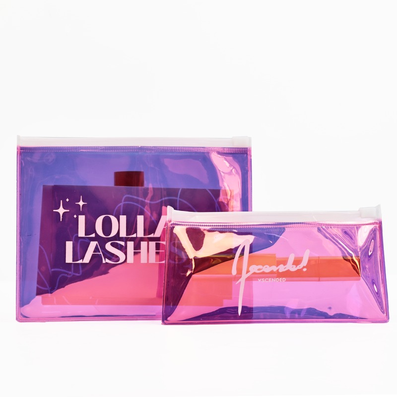 Pink Holographic Cosmetic PVC Pouch