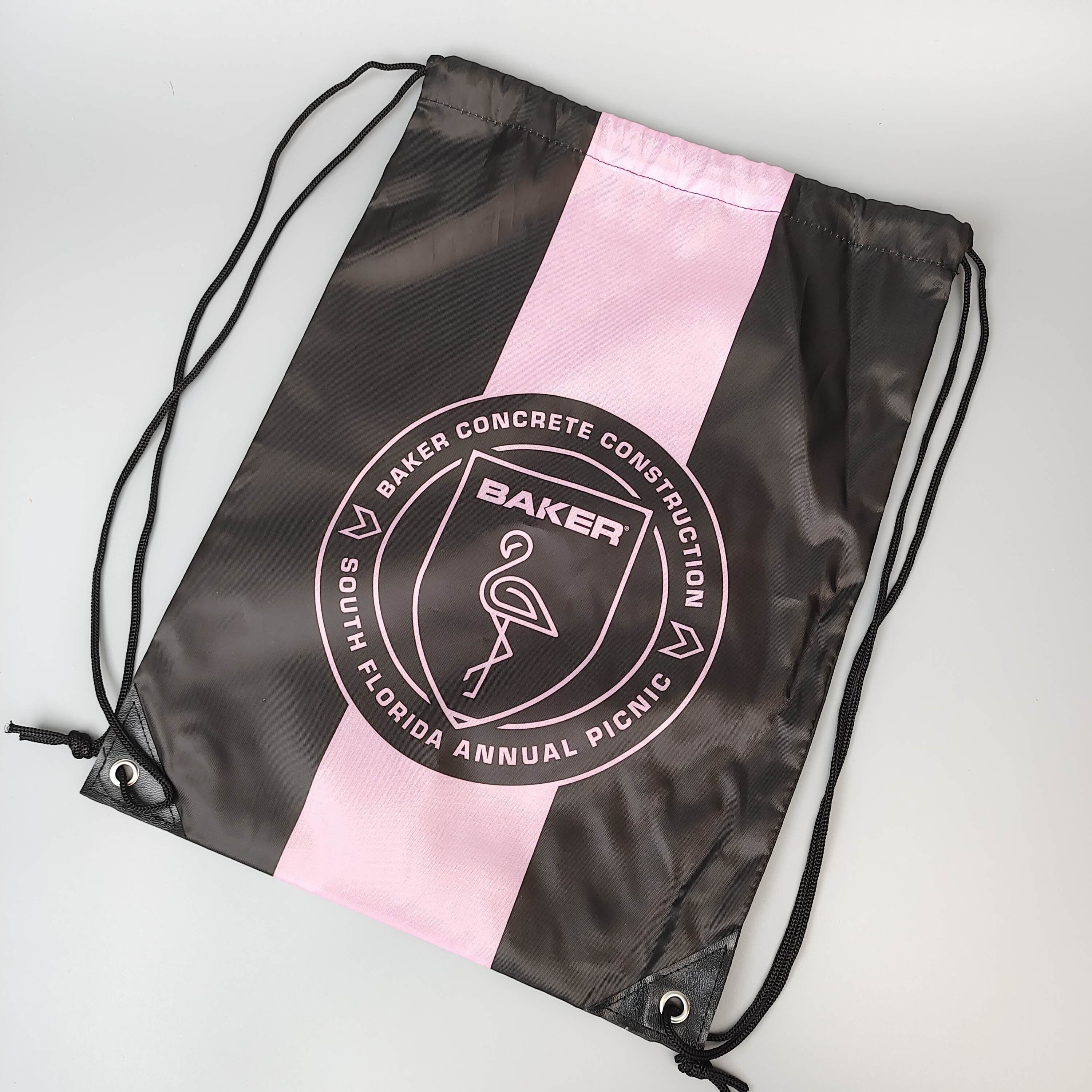 Pink Logo Black Polyester Backpack