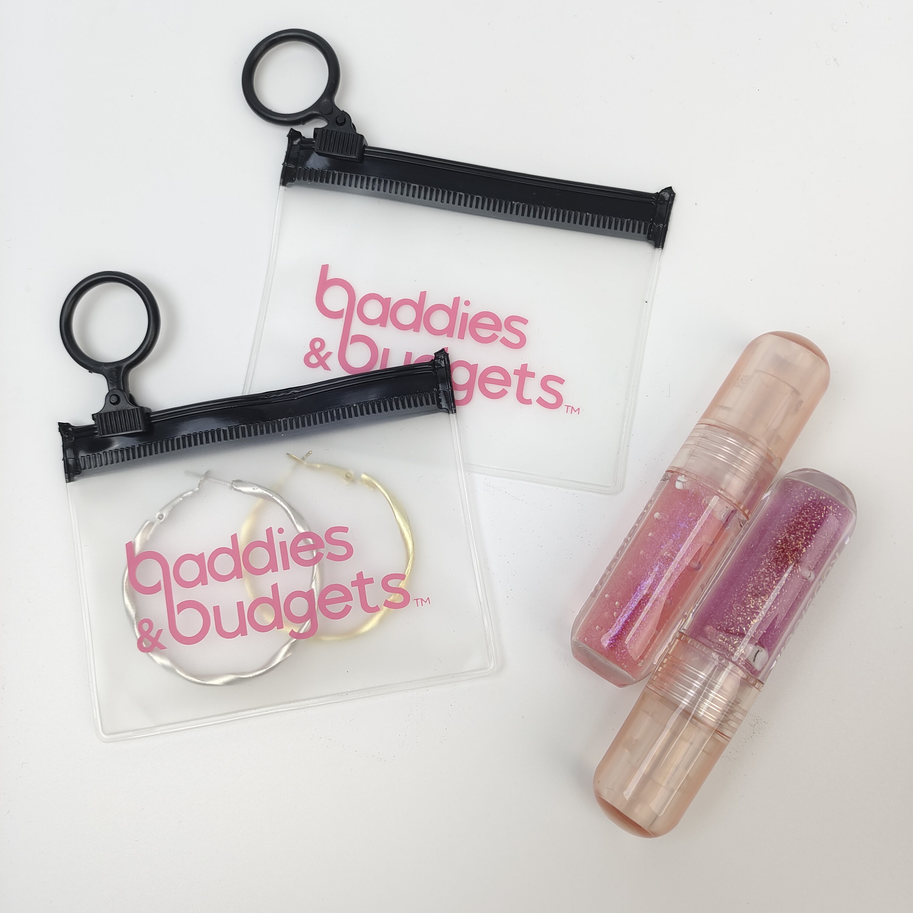 Pink Printed Clear PVC Zipper Bag
