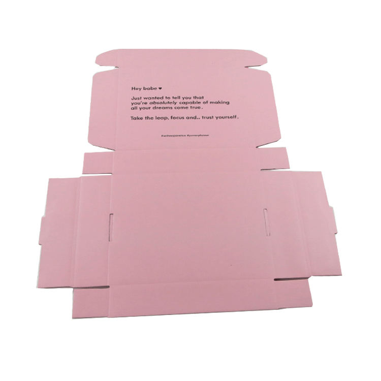 strong pink corrugated mailer box with inside printed message - view 2