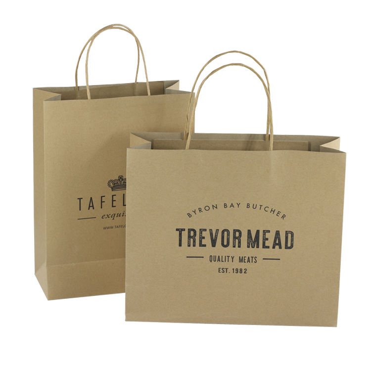 custom printed kraft grocery paper bag with handles - view 2