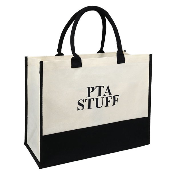 Printed Canvas Panel Jute Tote