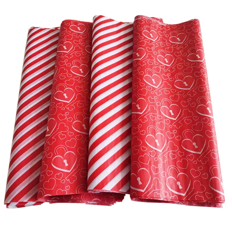Red Heart and Stripe Wrapping Paper