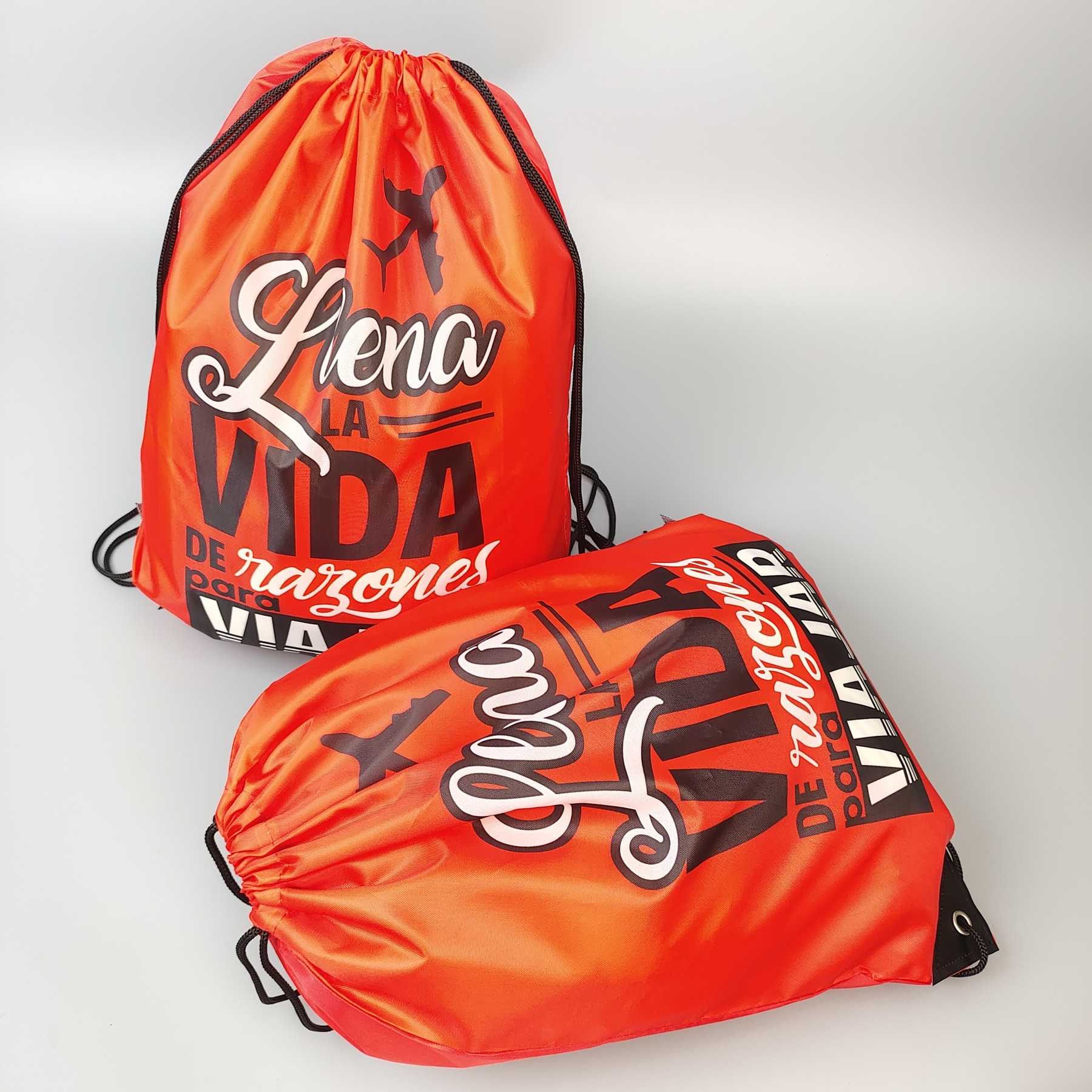 custom red polyester drawstring backpack for promotional events - view 3