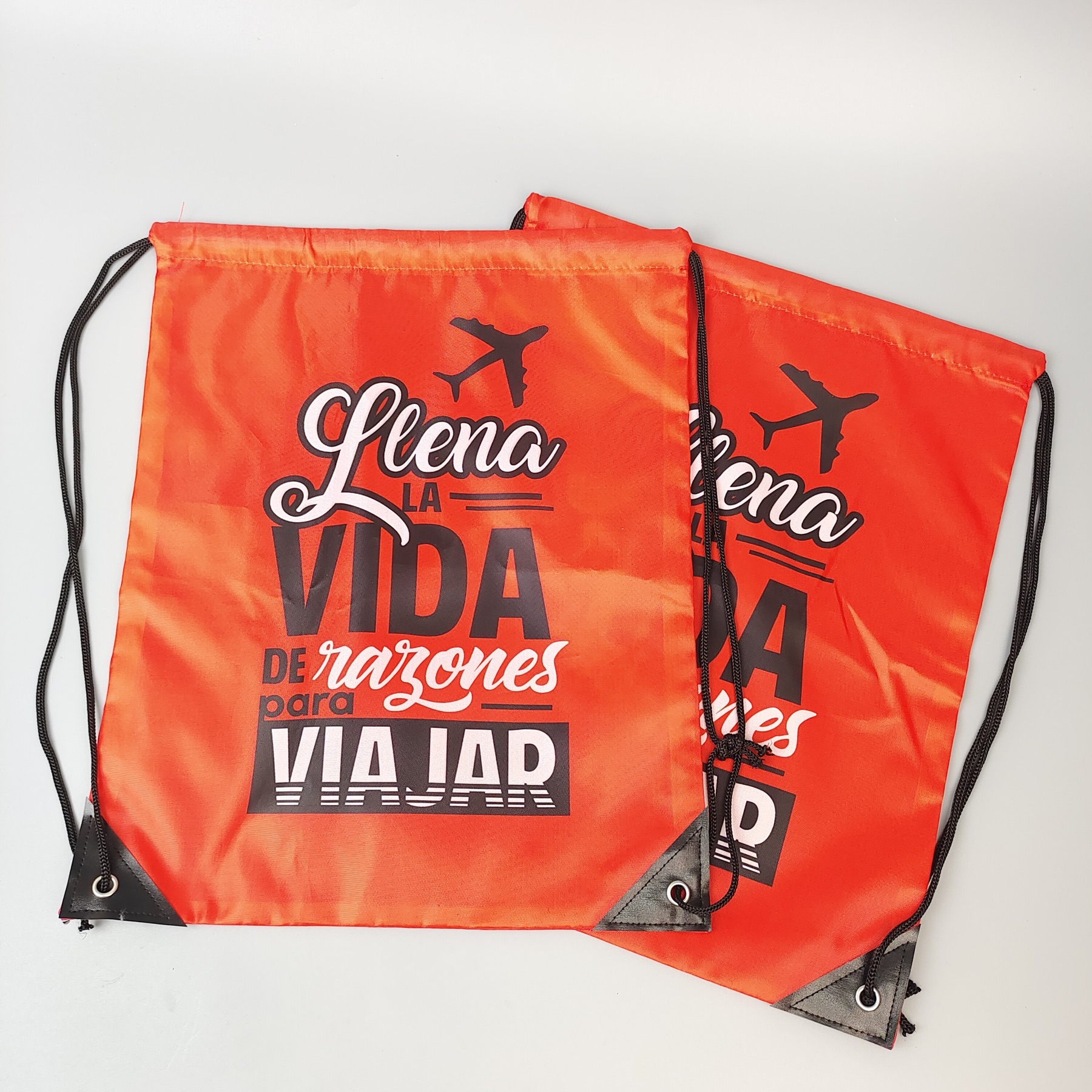 custom red polyester drawstring backpack for promotional events - view 4