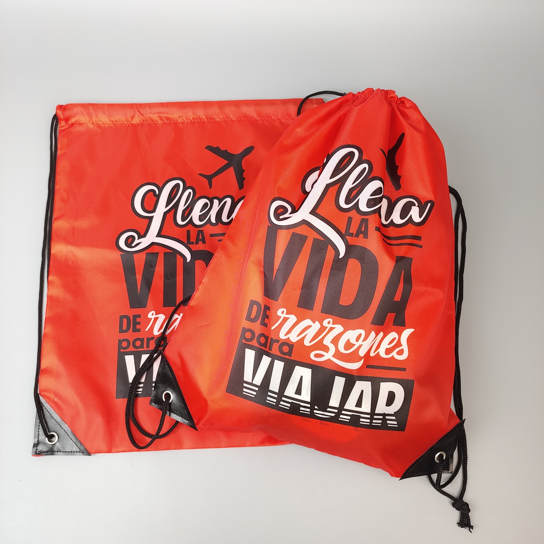 custom red polyester drawstring backpack for promotional events - view 5