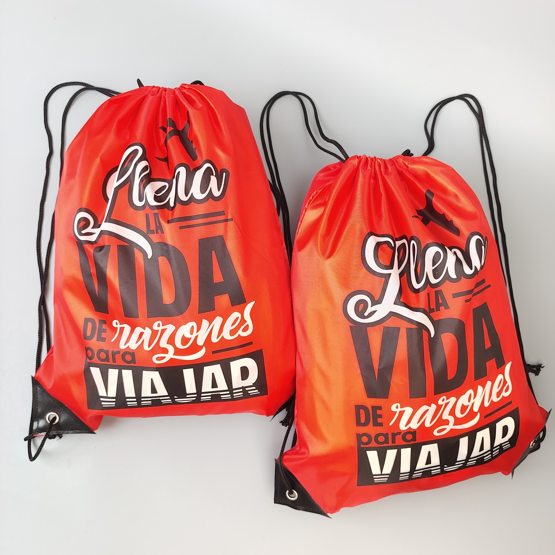 custom red polyester drawstring backpack for promotional events - view 6