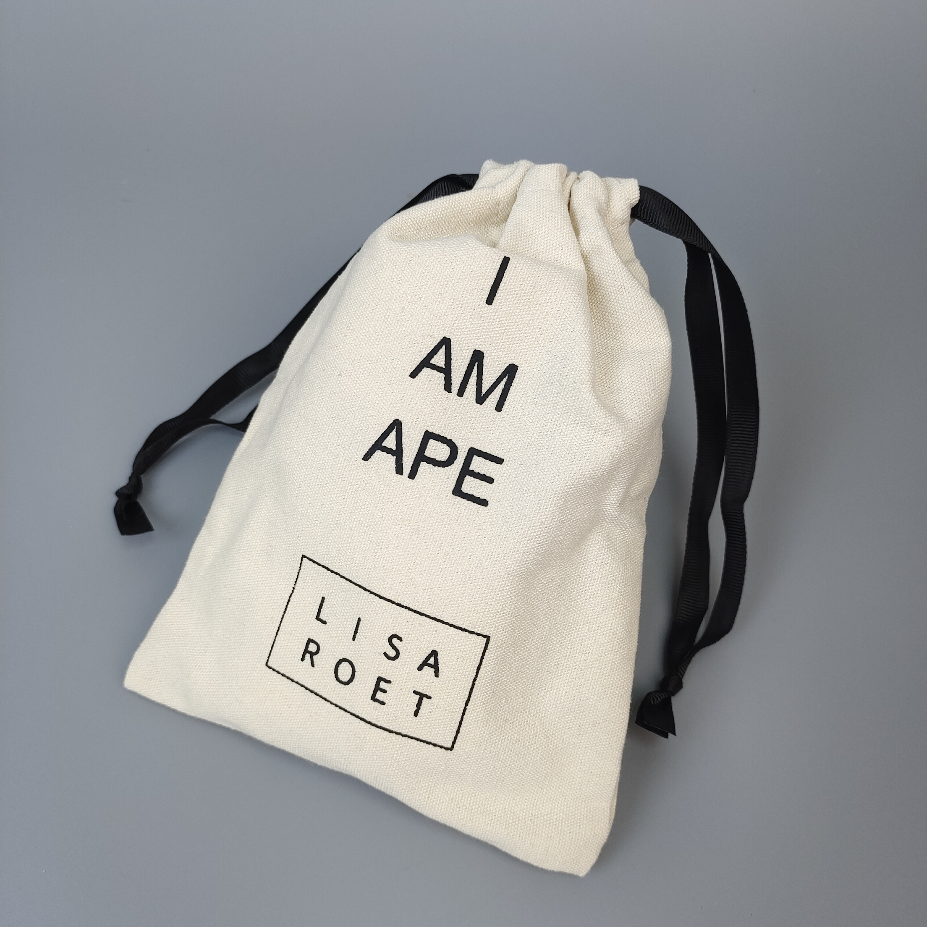 Red Printed Cotton Drawstring Bag