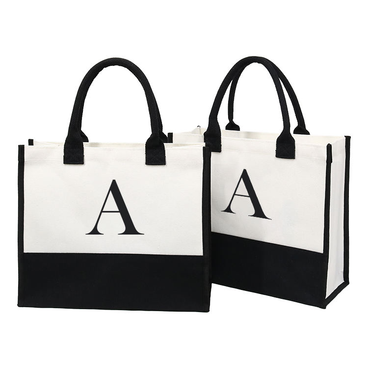 red trim logo jute shopping bag product example - view 3