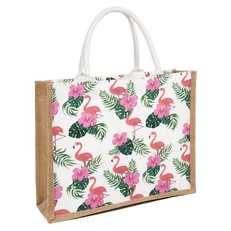 shopping list jute tote with black trim product example - view 2