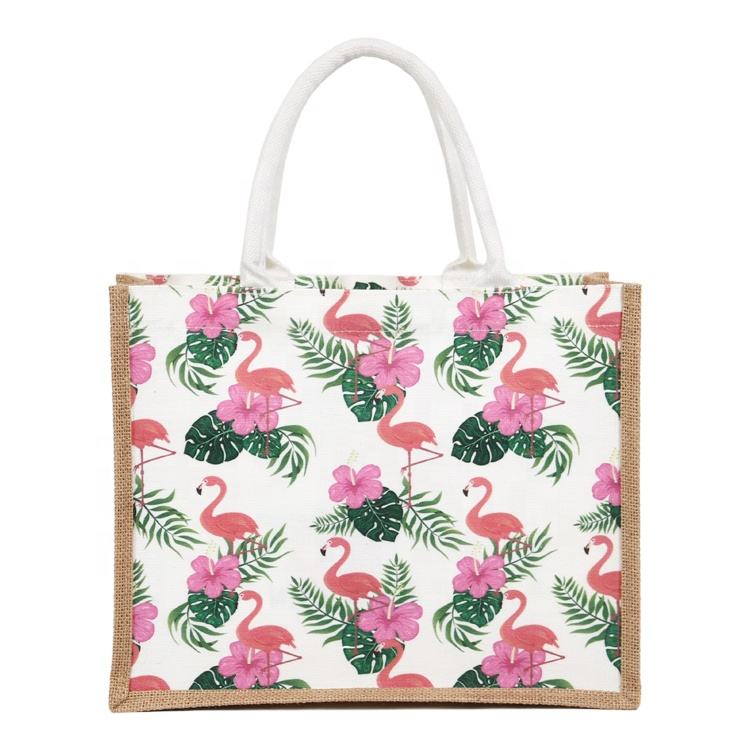 shopping list jute tote with black trim product example - view 4