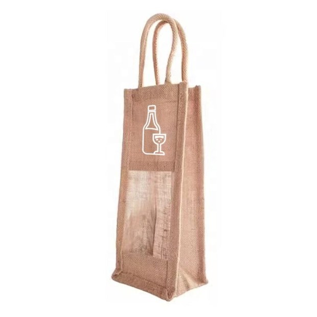 Single-Bottle Jute Wine Bag