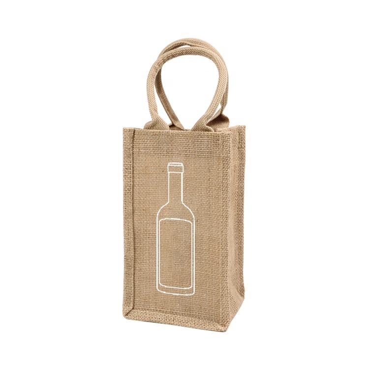 single-bottle jute wine bag product example - view 3