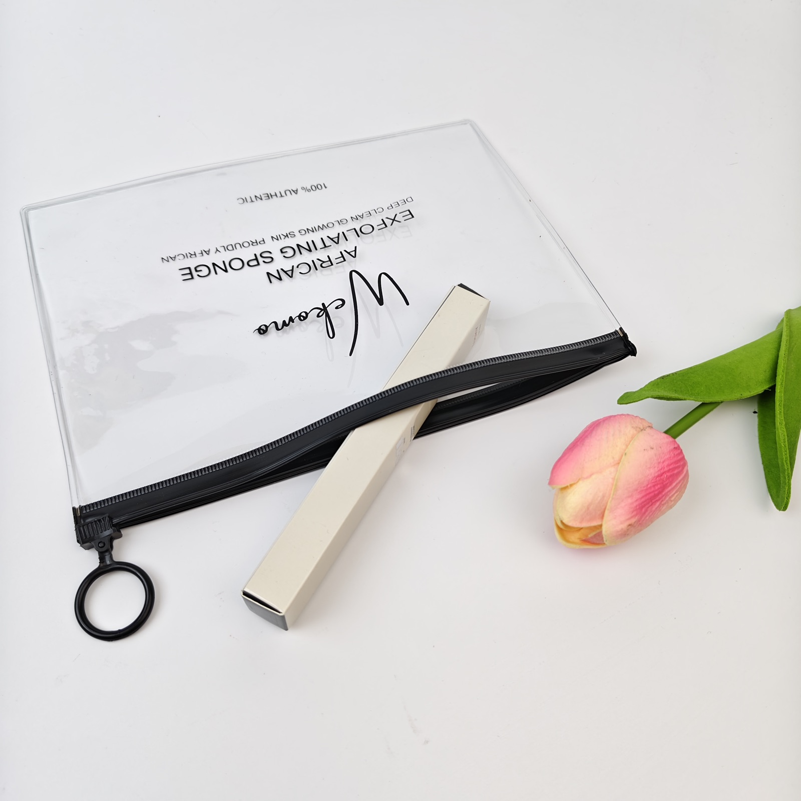 clear PVC zipper bag with single-color printed logo - view 3