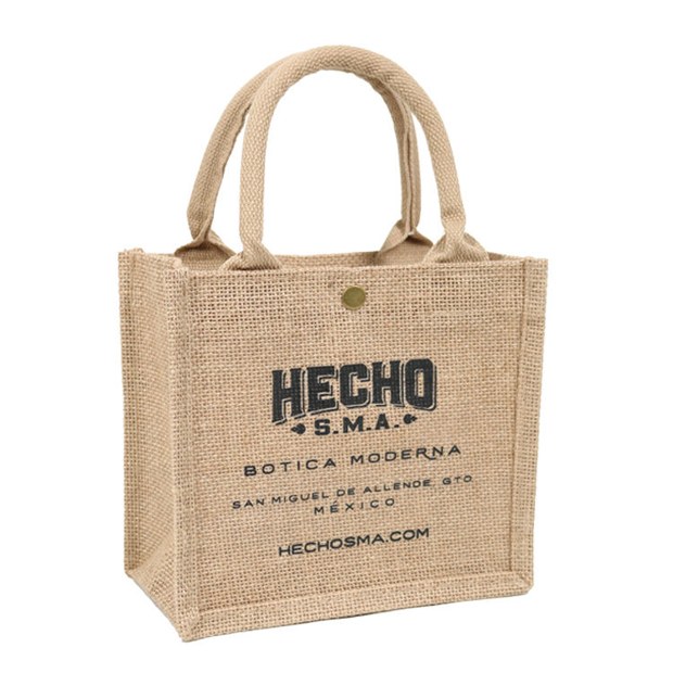 Small Button Closure Natural Jute Gift Bag