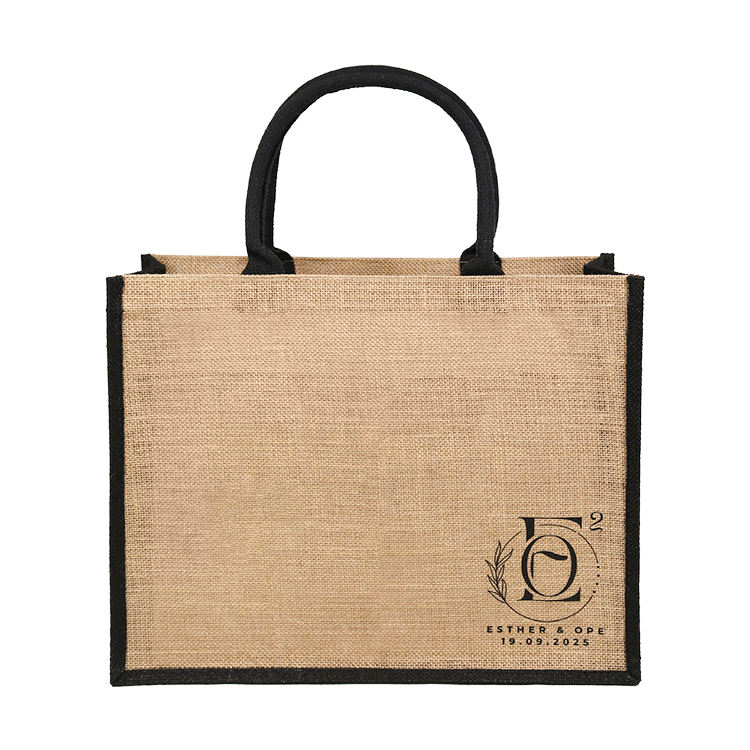 small button closure natural jute gift bag product example - view 4