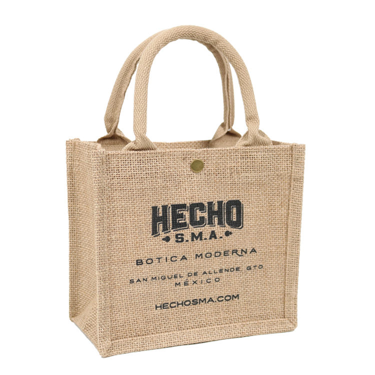 small button closure natural jute gift bag product example - view 6