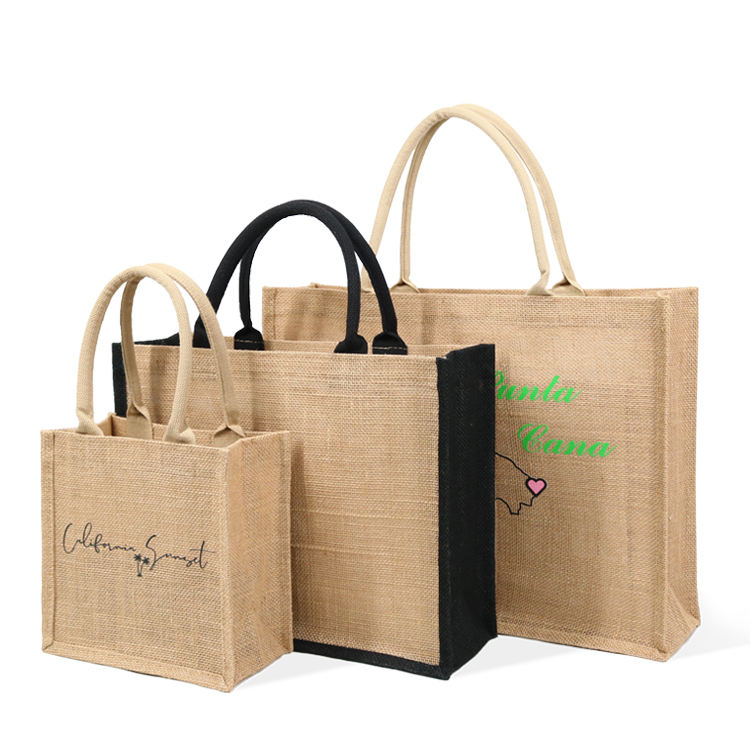 Small Script Print Jute Tote