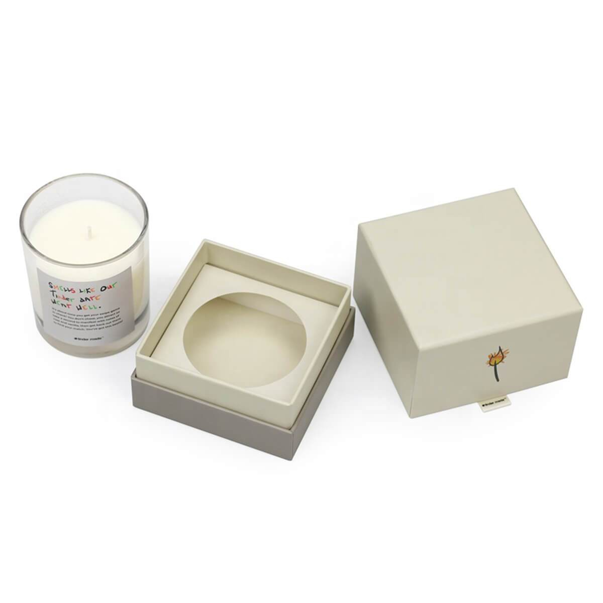 two-piece rigid candle box with fitted circular insert - view 2