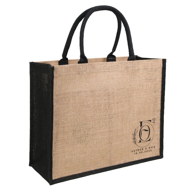 Corporate Jute Tote with Black Gussets