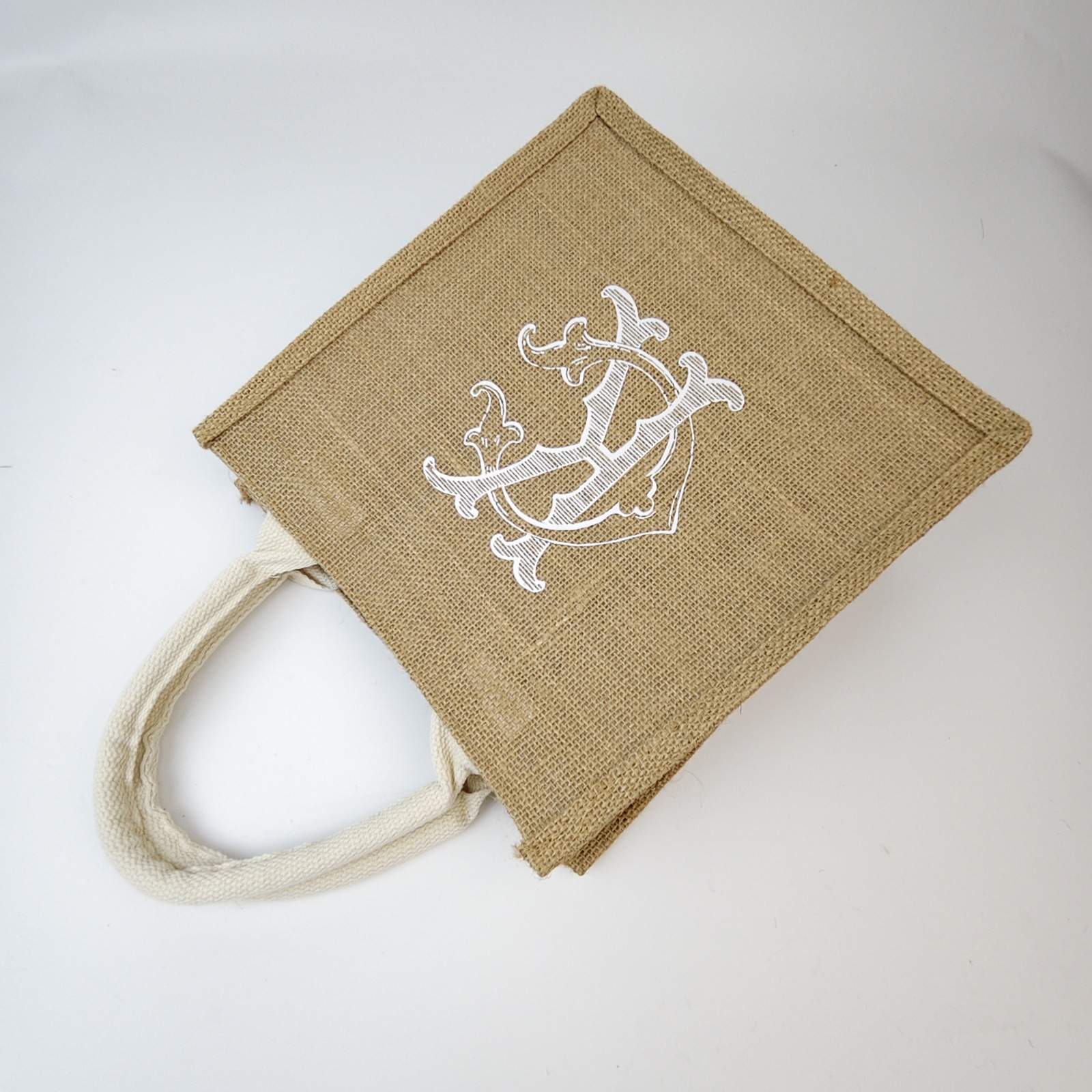 small printed jute gift bag with fabric handles - view 6