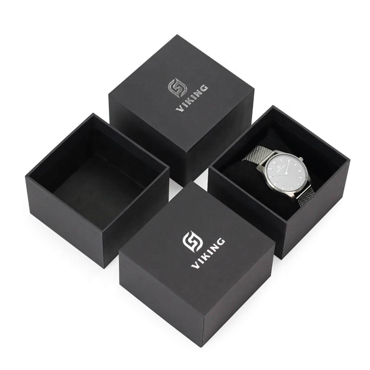 small watch rigid box with lift-off lid and cushioned insert - view 4