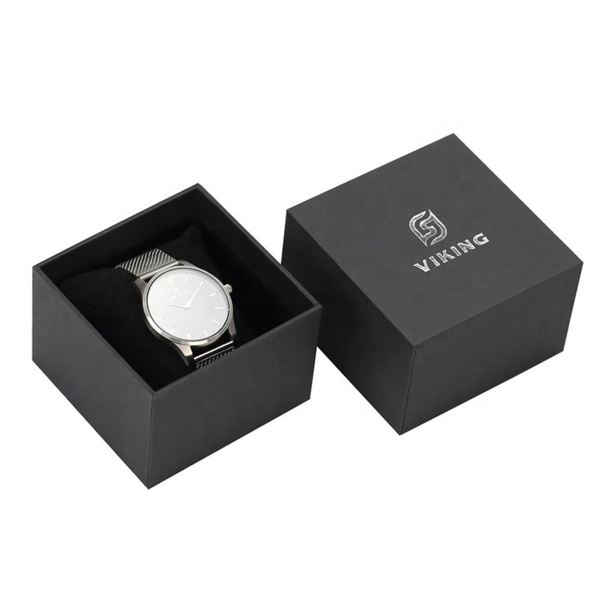 small watch rigid box with lift-off lid and cushioned insert - view 5