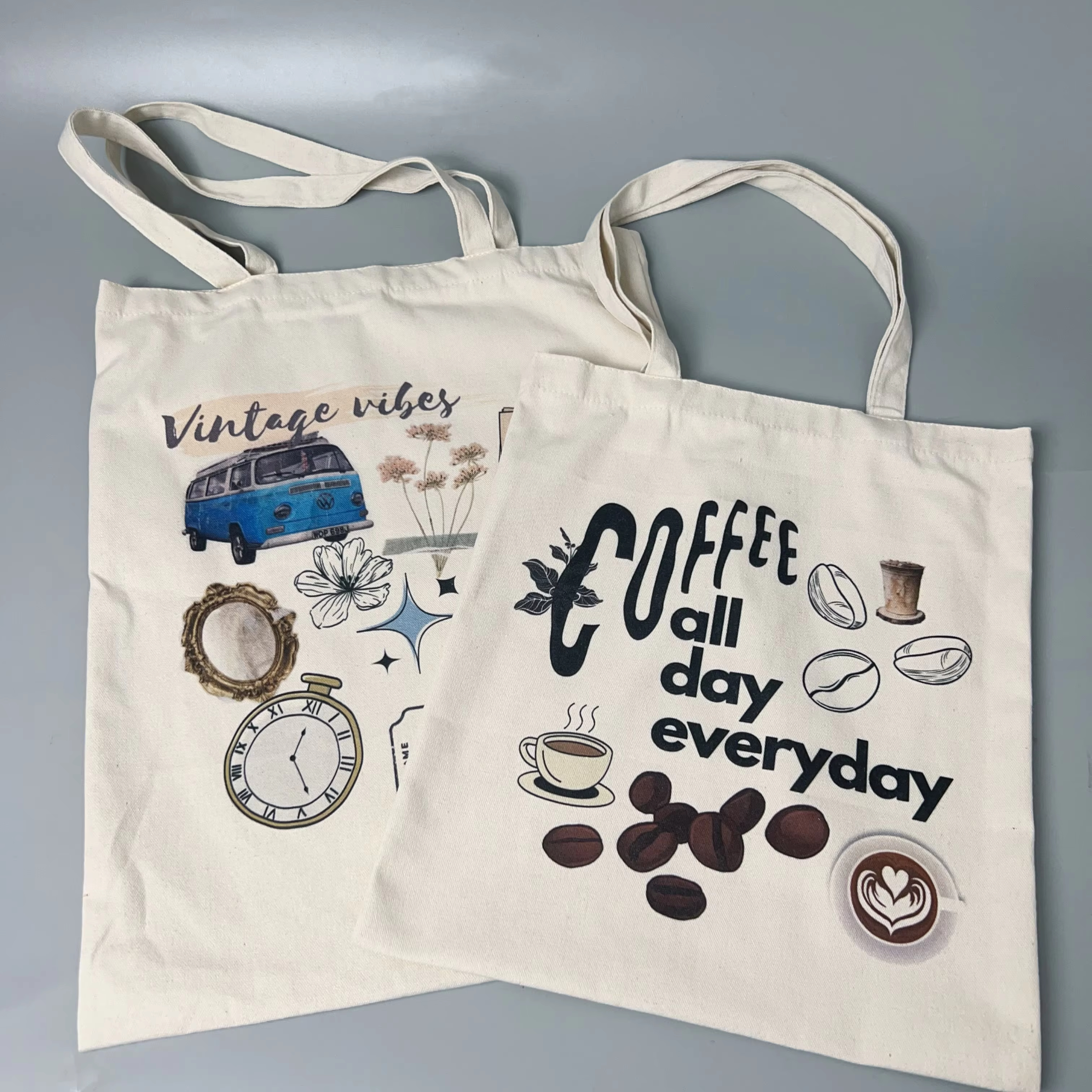 Vintage Travel Printed Canvas Tote
