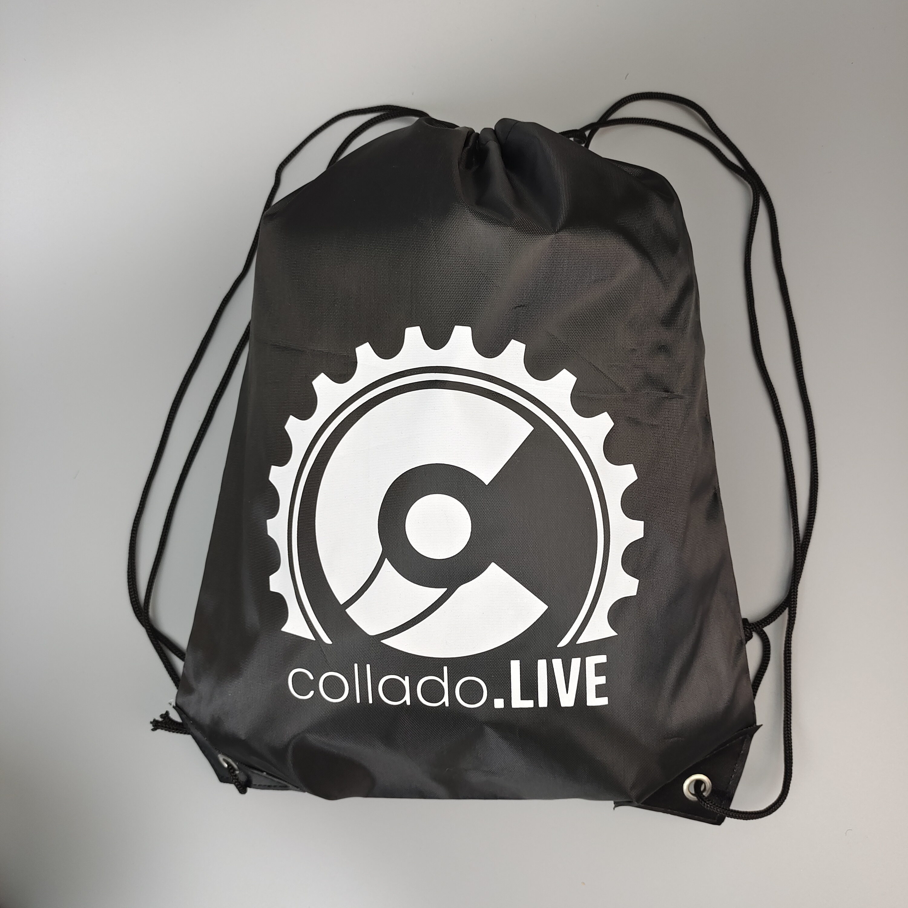 White Emblem Black Polyester Backpack
