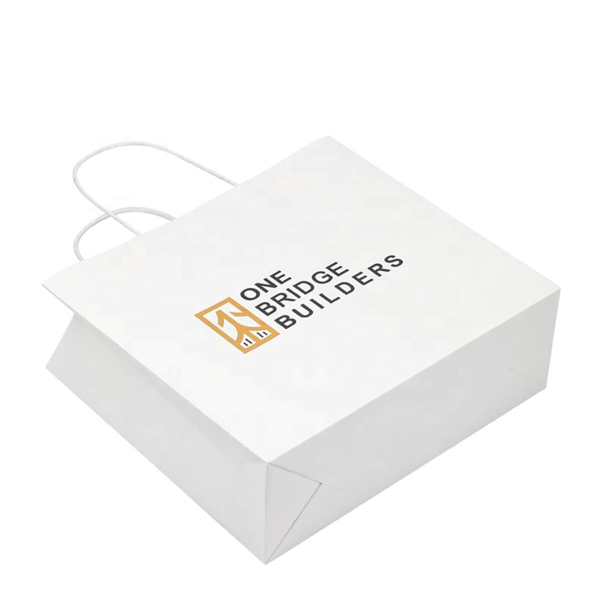 white kraft paper shopping bag with sturdy carry handles - view 3