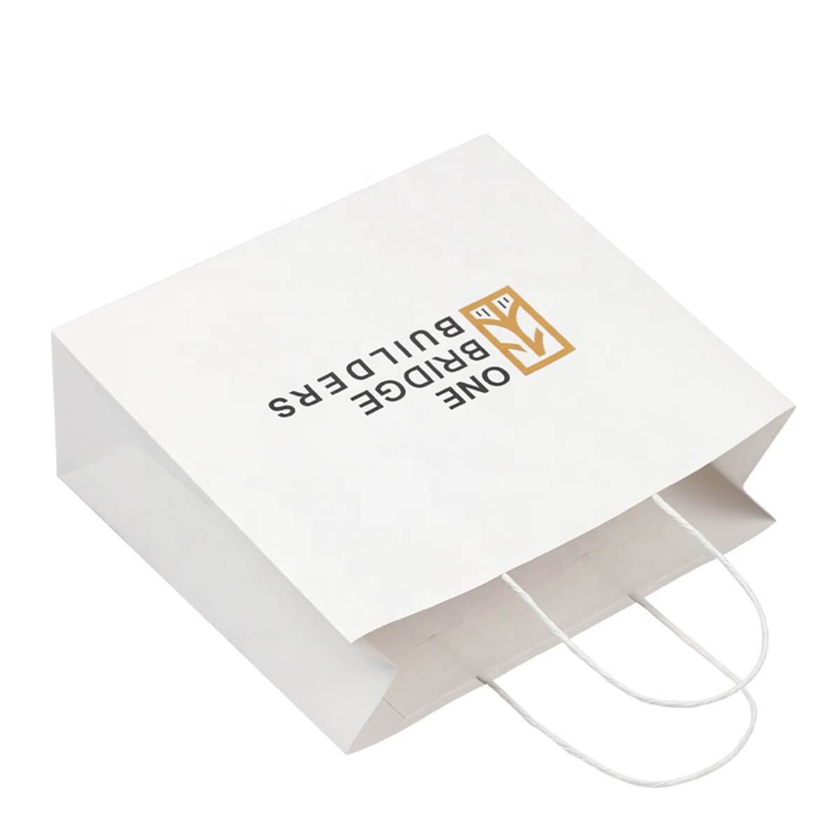 white kraft paper shopping bag with sturdy carry handles - view 4