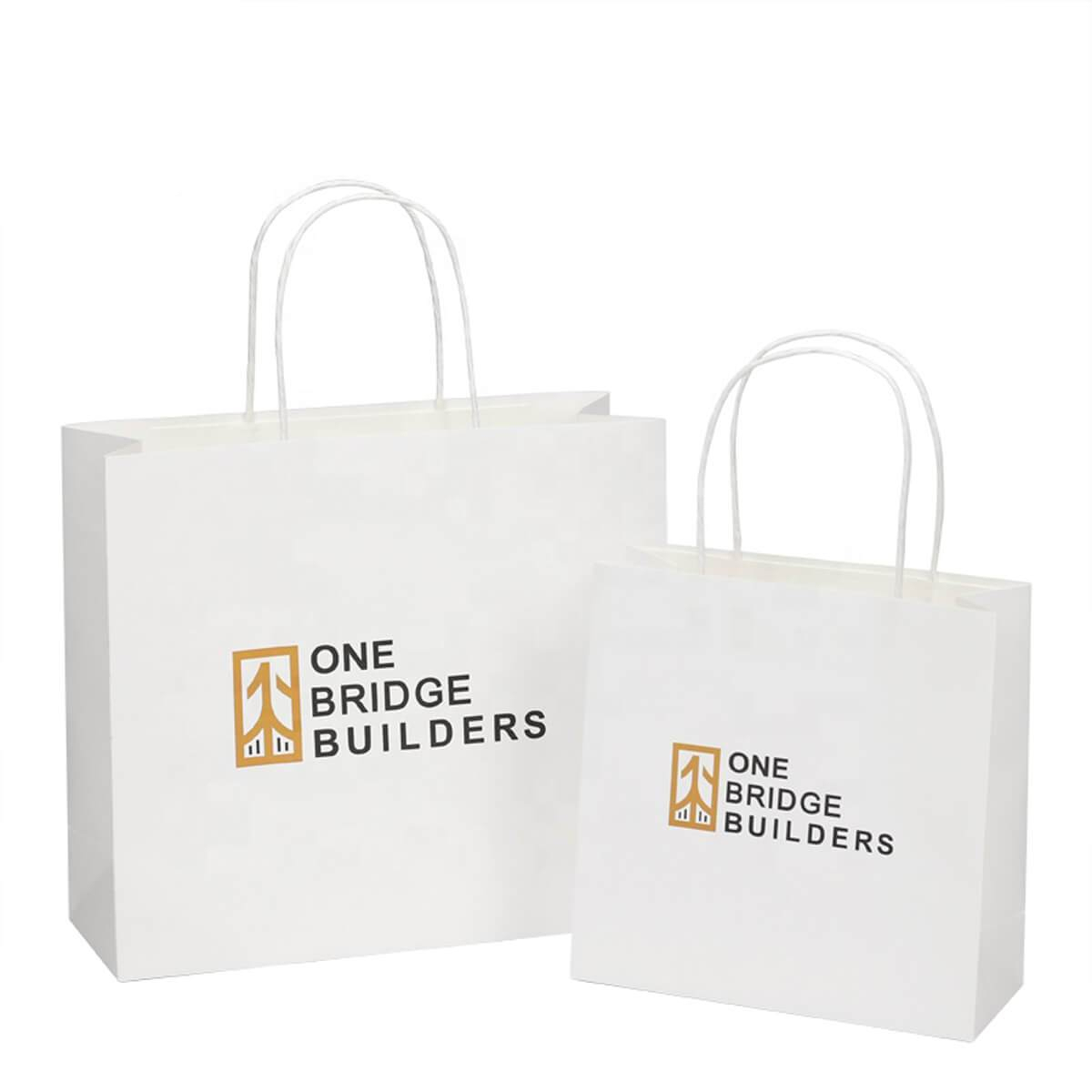white kraft paper shopping bag with sturdy carry handles - view 5