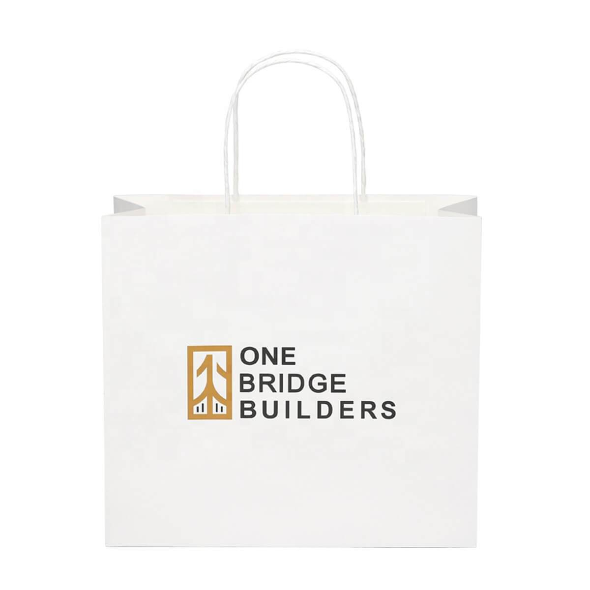 white kraft paper shopping bag with sturdy carry handles - view 6