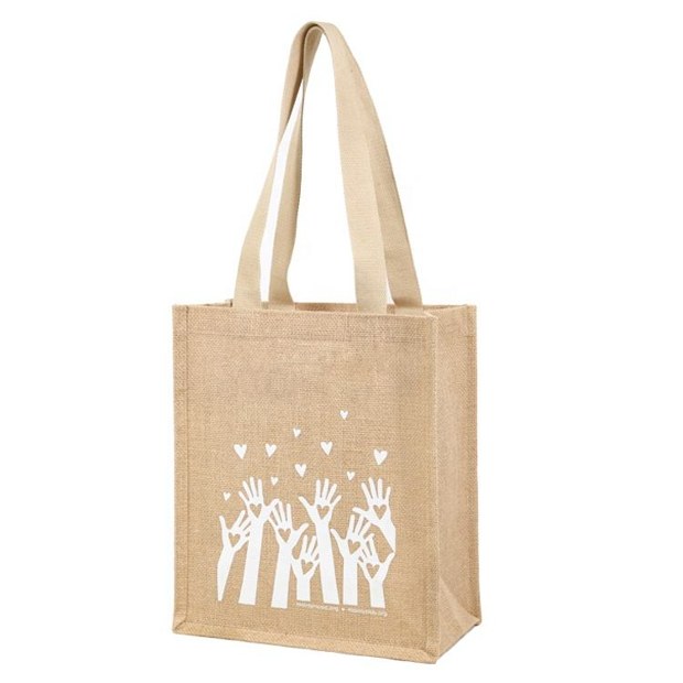 White Line Art Natural Jute Tote