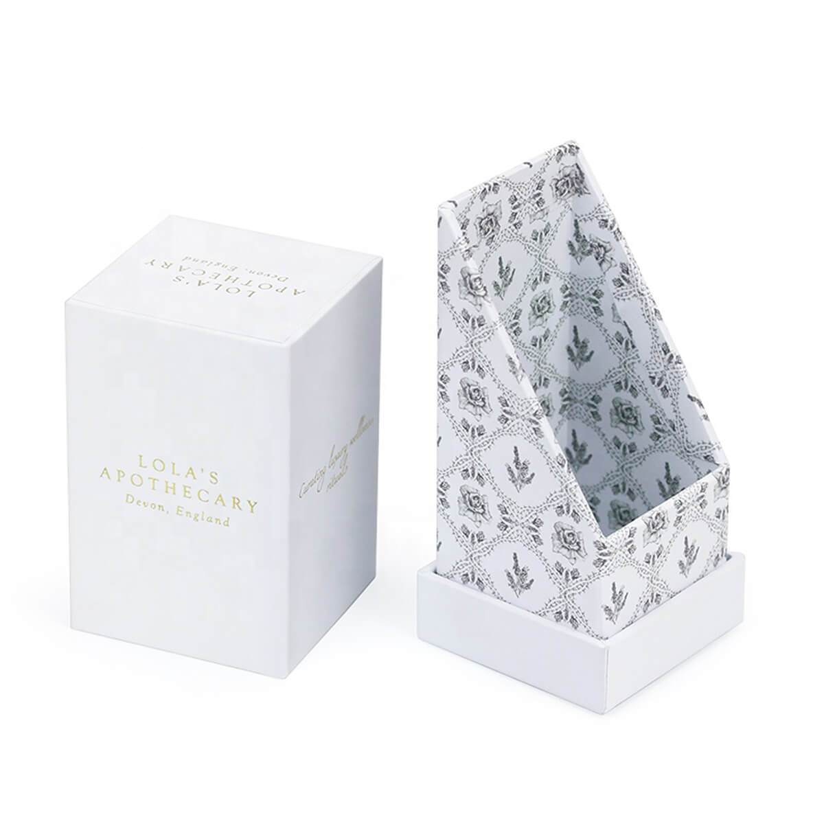 white perfume rigid box with patterned fitted insert - view 4