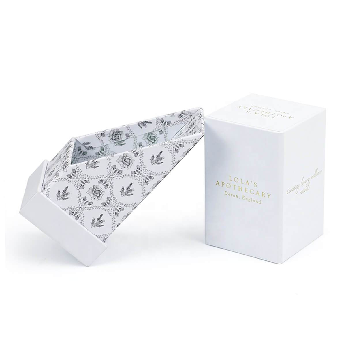 white perfume rigid box with patterned fitted insert - view 5