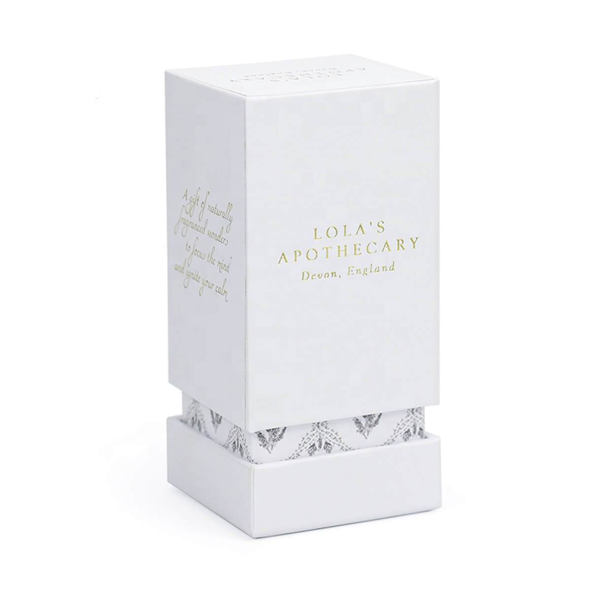 white perfume rigid box with patterned fitted insert - view 6